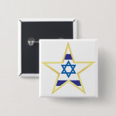 Israeli Flag Star of David Gold Trimmed 缶バッジ (正面&裏面)