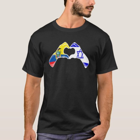 Isreal Ecuador Flag Isreali Ecuadorian Heart Tシャツ (正面)