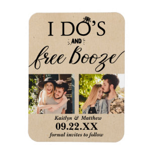 I's's & Free Boozeウェディングモダン日付を保存 マグネット