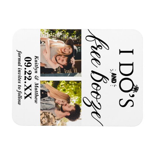 I's's & Free Boozeウェディングモダン日付を保存 マグネット (横)