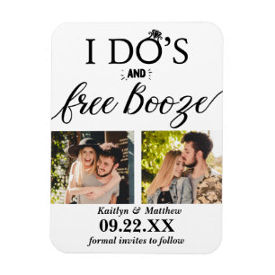 I's's & Free Boozeウェディングモダン日付を保存 マグネット