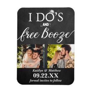 I's's & Free Boozeウェディングモダン日付を保存 マグネット