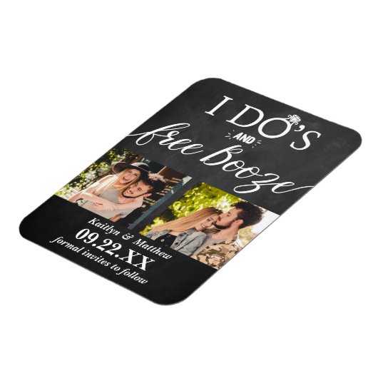 I's's & Free Boozeウェディングモダン日付を保存 マグネット (左側)