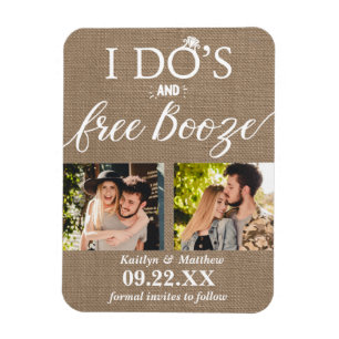 I's's & Free Boozeウェディングモダン日付を保存 マグネット
