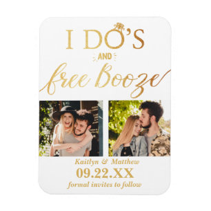 I's's & Free Boozeウェディングモダン日付を保存 マグネット