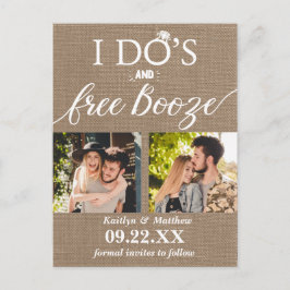 I's's & Free Boozeウェディングモダン日付を保存 案内ポストカード