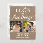 I's's & Free Boozeウェディングモダン日付を保存 案内ポストカード (正面/裏面)