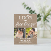 I's's & Free Boozeウェディングモダン日付を保存 案内ポストカード (スタンド正面)