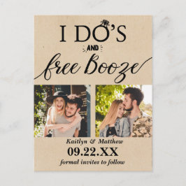 I's's & Free Boozeウェディングモダン日付を保存 案内ポストカード