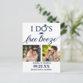 I's's & Free Boozeウェディングモダン日付を保存 案内ポストカード (スタンド正面)