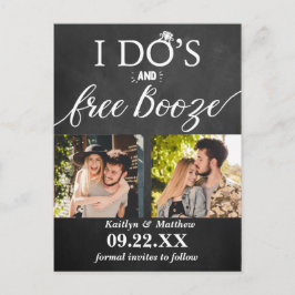 I's's & Free Boozeウェディングモダン日付を保存 案内ポストカード