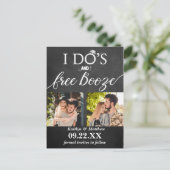 I's's & Free Boozeウェディングモダン日付を保存 案内ポストカード (スタンド正面)