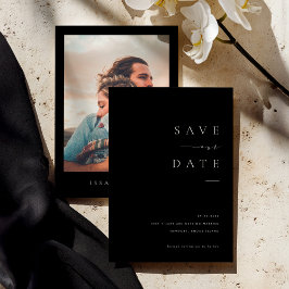 ISSA Black Elegant Save the Date Invite with Photo 招待状