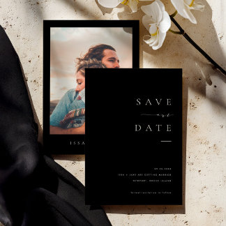 ISSA Black Elegant Save the Date Invite with Photo 招待状