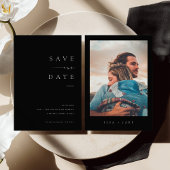 ISSA Black Elegant Save the Date Invite with Photo 招待状
