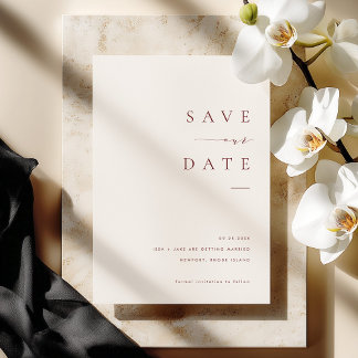 ISSA Bugundy Elegant Save the Date Photo Invite 招待状