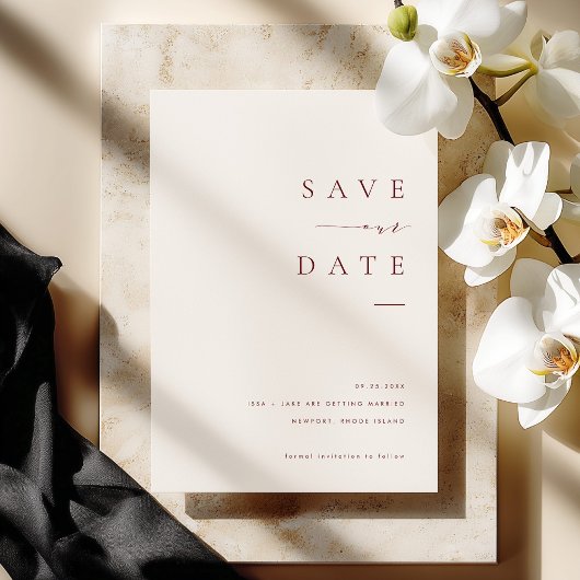 ISSA Bugundy Elegant Save the Date Photo Invite 招待状