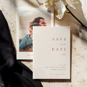 ISSA Bugundy Elegant Save the Date Photo Invite 招待状