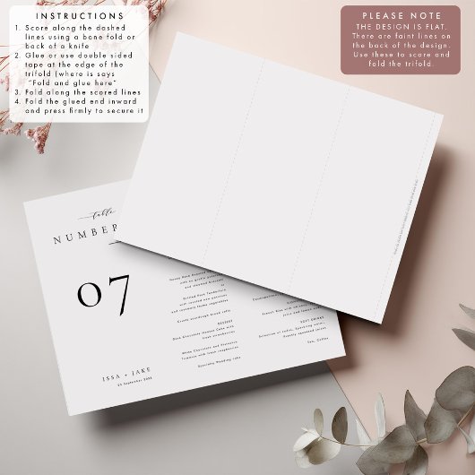 ISSA Elegant Trifold Table Numbers with Menu