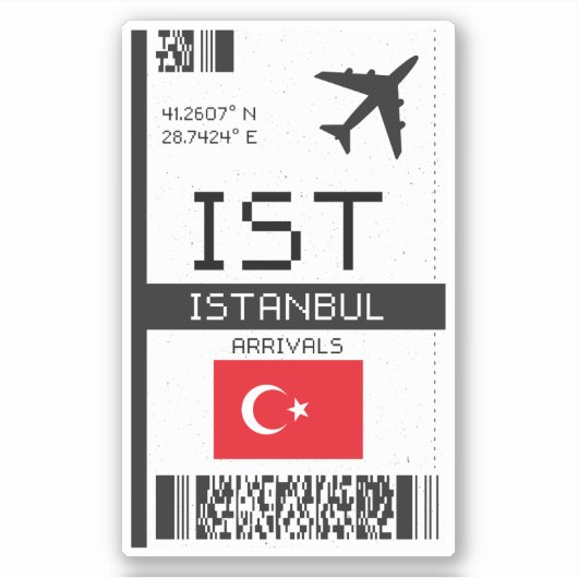 ISTイスタンブールボーディングパス – トルコ旅行 シール (正面)