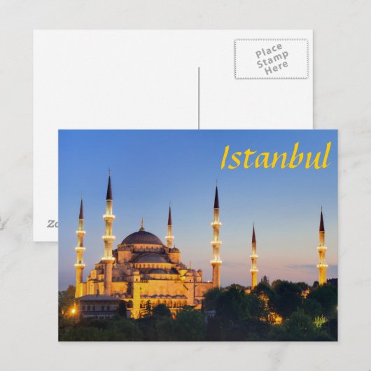 Istanbul - Blue Mosque at twilight ポストカード (正面/裏面)