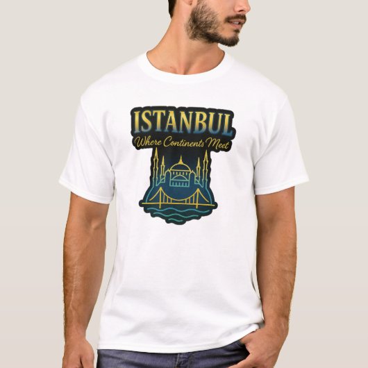 Istanbul Bosphorus Art – Where Continents Meet Tシャツ (正面)