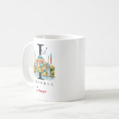 Istanbul Monogram Letter I Personalized Gift コーヒーマグカップ (正面左)