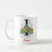 Istanbul Monogram Letter I Personalized Gift コーヒーマグカップ (左)