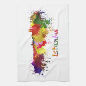 Istanbul skyline in watercolor キッチンタオル (縦)