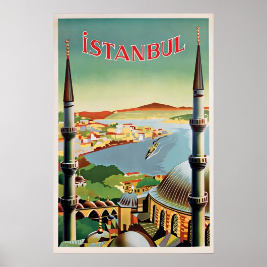 Istanbul Travel Poster Vintage Turkey Türkiye Wall ポスター (正面)