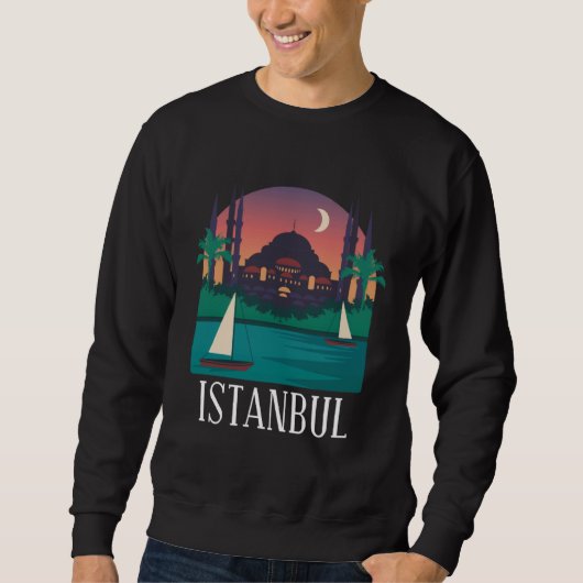 Istanbul Turkey City Skyline Silhouette Outline Sk スウェットシャツ (正面)