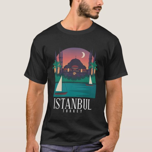Istanbul Turkey City Skyline Silhouette Outline Sk Tシャツ (正面)