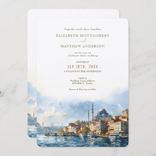 Istanbul Turkey Destination Wedding 招待状 (正面/裏面)