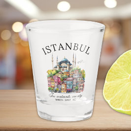 Istanbul Turkey Watercolor art city  ショットグラス