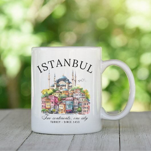 Istanbul Turkey Watercolor art city landscape コーヒーマグカップ