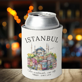 Istanbul Turkey Watercolor art city View 缶クーラー