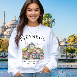Istanbul Turkey Watercolor City スウェットシャツ