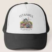 Istanbul Turkey Watercolor city landscape キャップ (正面)