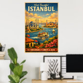 Istanbul Türkiye - Vintage Travel Poster ポスター (ホームオフィス)
