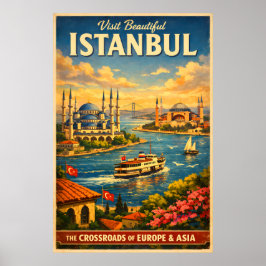 Istanbul Türkiye - Vintage Travel Poster ポスター