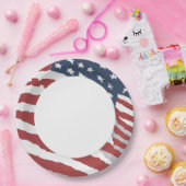 istressed US Flag with White Center ペーパープレート (パーティー)