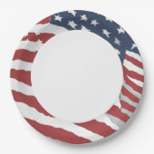 istressed US Flag with White Center ペーパープレート (正面)