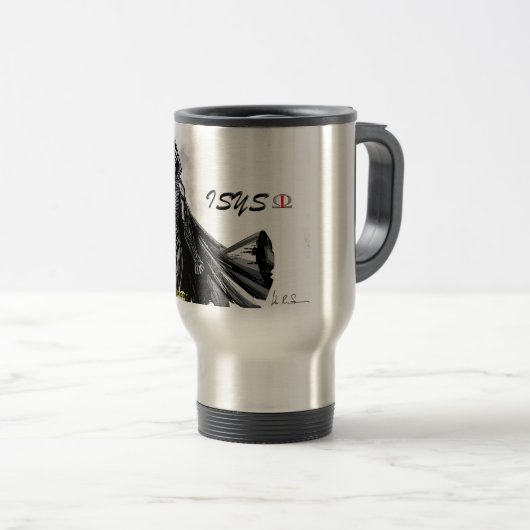 ISYS OMEGA YEAR 4000 "スチール"バージョン トラベルマグ (正面右)