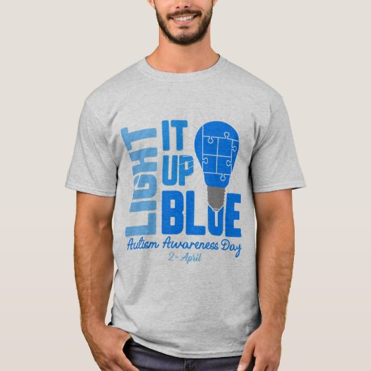 ITに青い自閉症に関する認識のシャツ、自閉症に関するAW Tシャツ (正面)