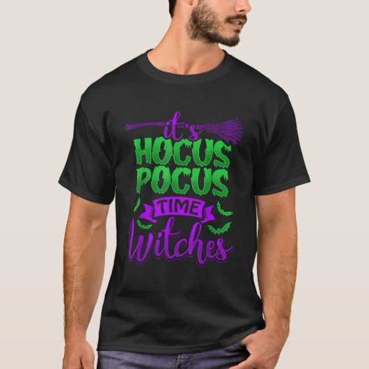 ITのHOCUS POCUS時間魔女の怖いおもしろいハロウィー Tシャツ (正面)