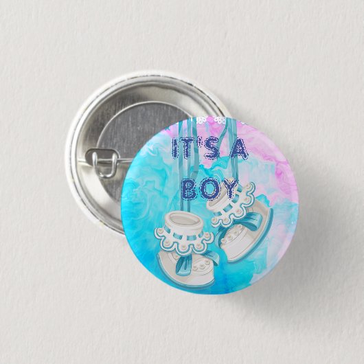 ITはカスタム男の子のベビージェンダーのパーティーピン 缶バッジ (正面&裏面)