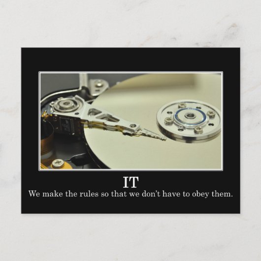 ITはルールを作成し、無視できるようにする ポストカード (正面)