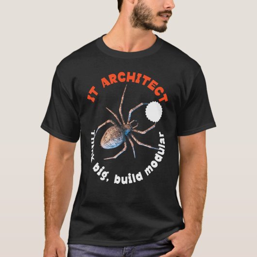 ITアーキテクト モジュラー クモ テック ユーモア Tシャツ (正面)