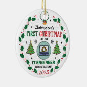 ITエンジニアの初めてのクリスマス パーソナライズされた セラミックオーナメント (右)