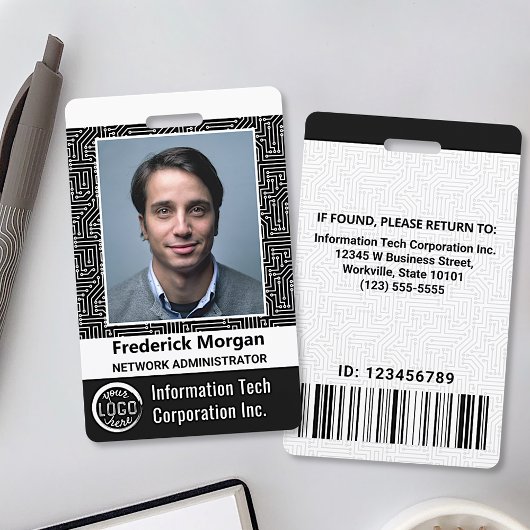 ITカスタムコンピュータ従業員フォトバーコードロゴ バッジ